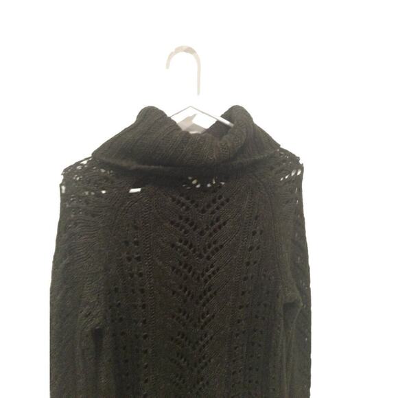 Sleeping on Snow Eldora turtleneck sweater womens M linen green open knit anthro - Picture 10 of 13